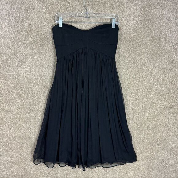 Diane Von Furstenberg Asti Dress Size 8 Black Strapless Silk & Jersey‎ Cocktail - Picture 2 of 11